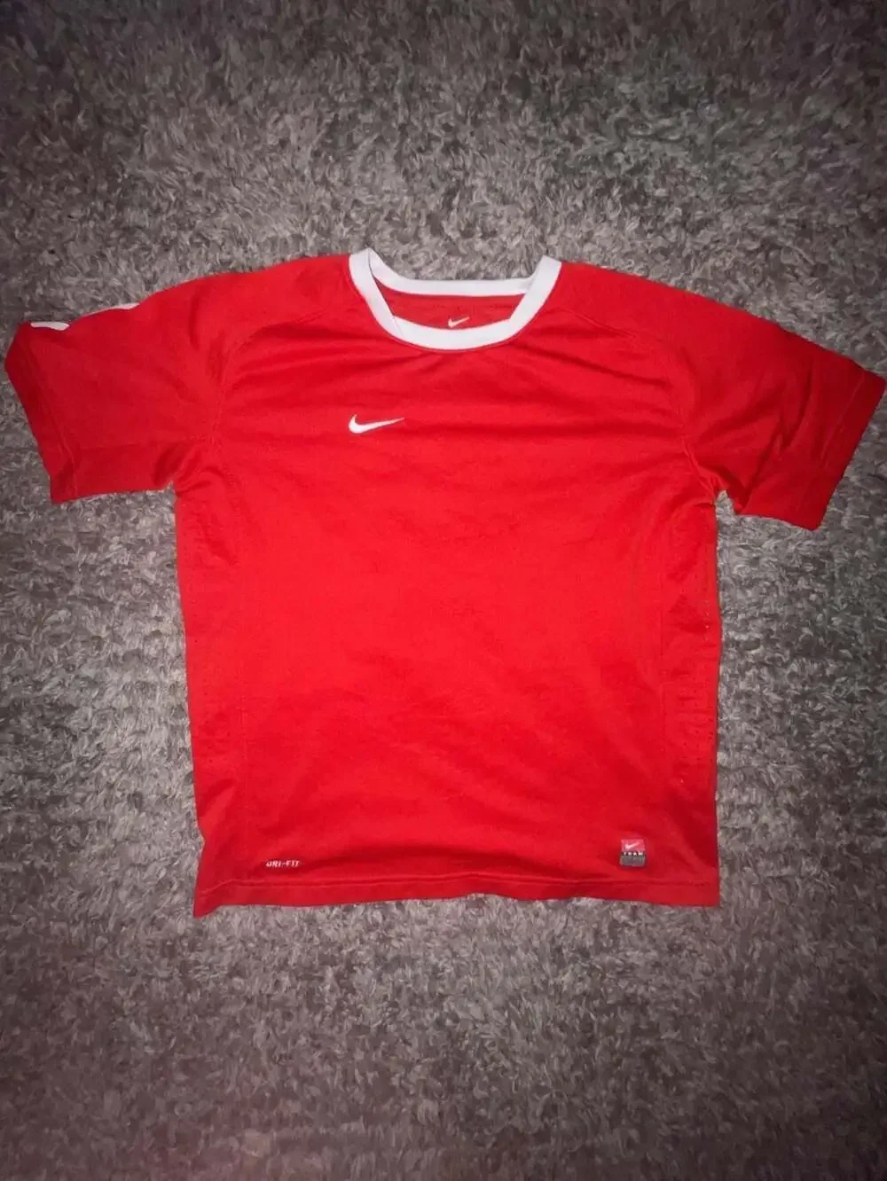 Kids Nike Team Dri-Fit Red Short Sleeve Athletic Soccer Jersey Shirt